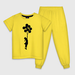 Пижама хлопковая детская BANKSY БЭНКСИ девочка с шариками, цвет: желтый