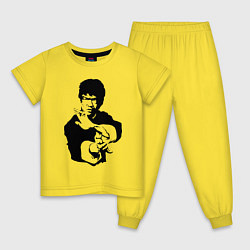 Пижама хлопковая детская Легендарный Брюс Ли, цвет: желтый