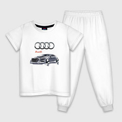 Пижама хлопковая детская Audi Germany Car, цвет: белый