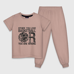Пижама хлопковая детская Basketball - Love, цвет: пыльно-розовый