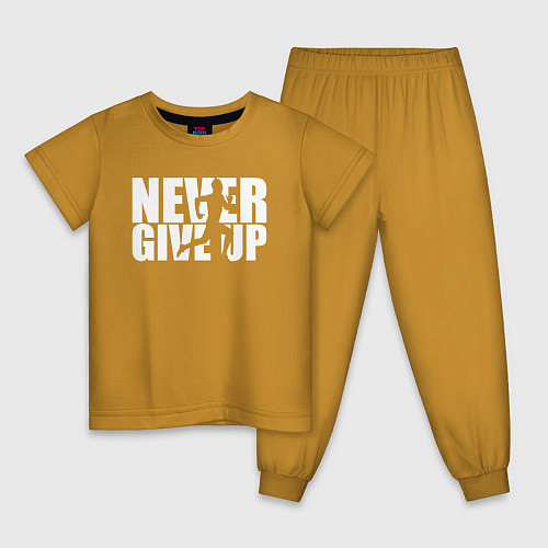Детская пижама NEVER GIVE UP НИКОГДА НЕ СДАВАЙСЯ СПОРТ / Горчичный – фото 1