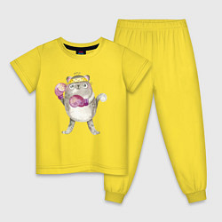 Пижама хлопковая детская Плюшевый кот-боксер, цвет: желтый