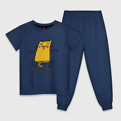Пижама хлопковая детская Спокойствие Спокойный кот, цвет: тёмно-синий