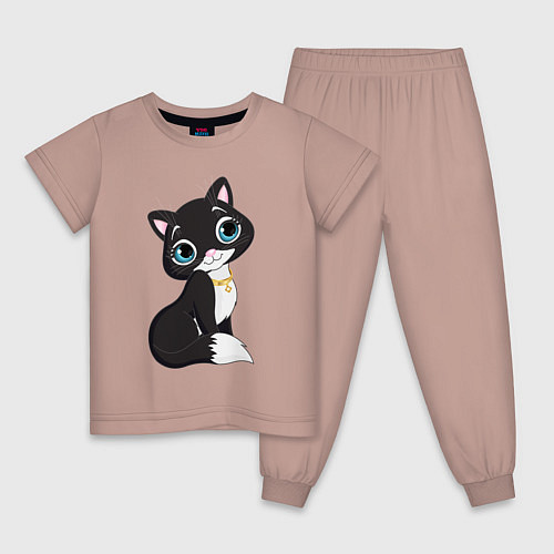 Детская пижама Прекрасная кошечка / Пыльно-розовый – фото 1