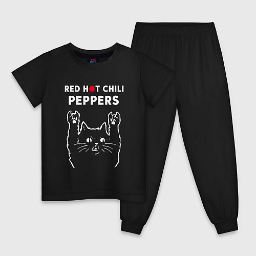Детская пижама Red Hot Chili Peppers Рок кот / Черный – фото 1