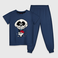 Пижама хлопковая детская Smile Hype Skull, цвет: тёмно-синий