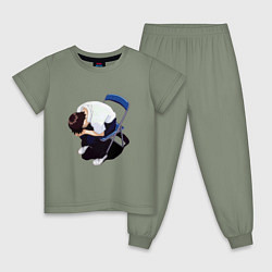 Пижама хлопковая детская Синдзи Икари на стуле, цвет: авокадо