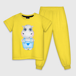 Пижама хлопковая детская Бегемотик-мальчик, цвет: желтый