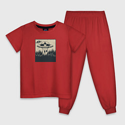 Пижама хлопковая детская Неопознанный Лижущийся Объект, цвет: красный