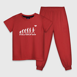 Пижама хлопковая детская Эволюция дроновода, цвет: красный