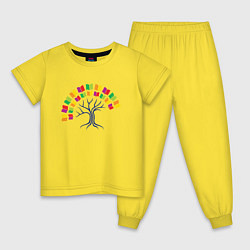 Пижама хлопковая детская Дерево знаний из книг, цвет: желтый