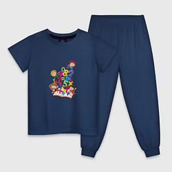 Пижама хлопковая детская Дети с цифрами, цвет: тёмно-синий