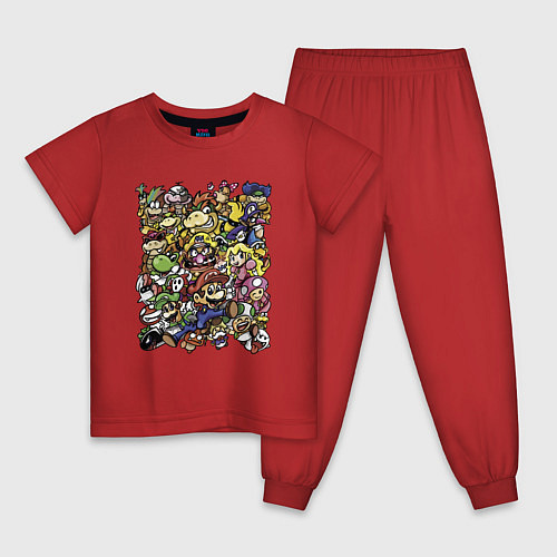 Детская пижама Сборище персонажей Super Mario / Красный – фото 1