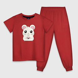 Пижама хлопковая детская Мышонок с суши, цвет: красный