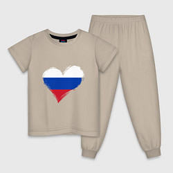 Пижама хлопковая детская Russian Heart, цвет: миндальный
