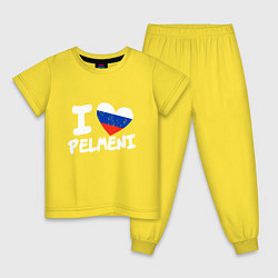 Пижама хлопковая детская Люблю пельмени, цвет: желтый