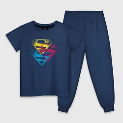 Пижама хлопковая детская Лого Супермена, цвет: тёмно-синий