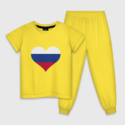 Пижама хлопковая детская Сердце - Россия, цвет: желтый