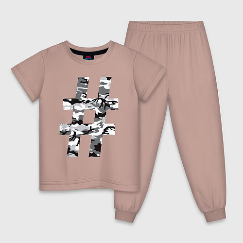 Детская пижама Хэштег камуфляж / Пыльно-розовый – фото 1