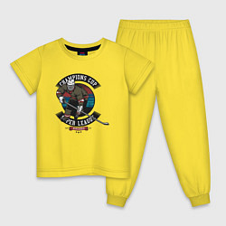 Пижама хлопковая детская Хоккей супер лига, цвет: желтый