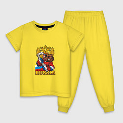 Пижама хлопковая детская Хоккей - Russia, цвет: желтый