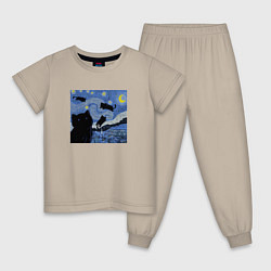 Детская пижама Звездная Ночь Ван Гога с Котиками