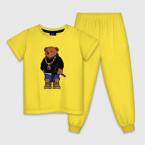 Детская пижама Gangsta bear Крутой мишка / Желтый – фото 1