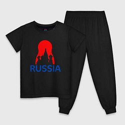 Пижама хлопковая детская Я русский церковь, цвет: черный