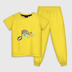 Пижама хлопковая детская FreeDom On-Line World без надписи, цвет: желтый
