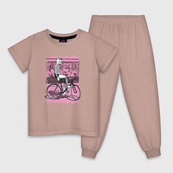 Пижама хлопковая детская Bike punk underground, цвет: пыльно-розовый