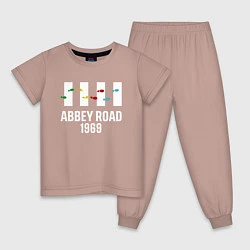 Пижама хлопковая детская THE BEATLES ABBEY ROAD, цвет: пыльно-розовый