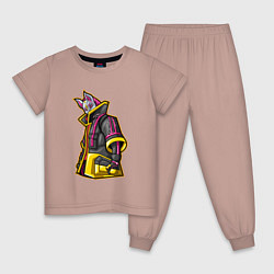 Пижама хлопковая детская Fortnite Молнии, цвет: пыльно-розовый