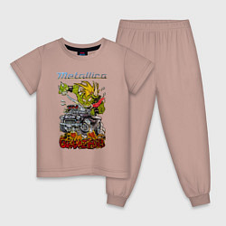 Пижама хлопковая детская Metallica Gimme fuel, цвет: пыльно-розовый