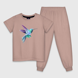 Пижама хлопковая детская Красивая колибри, цвет: пыльно-розовый