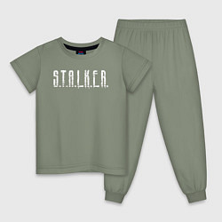 Пижама хлопковая детская S T A L K E R - Logo, цвет: авокадо