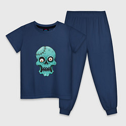 Пижама хлопковая детская Zombie Skull, цвет: тёмно-синий