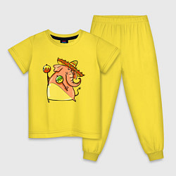 Пижама хлопковая детская Мексиканский веселый слон, цвет: желтый