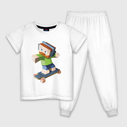 Пижама хлопковая детская Minecraft Skater Video game, цвет: белый