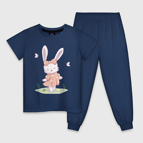 Детская пижама Милый Крольчонок С Бантиком / Тёмно-синий – фото 1