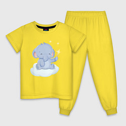 Детская пижама Милый Слонёнок На Облаке Со Звездой