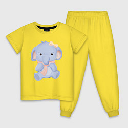 Пижама хлопковая детская Милый Слонёнок С Шарфом, цвет: желтый