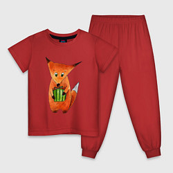 Пижама хлопковая детская Лисенок с подарком, цвет: красный