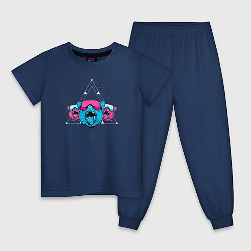 Детская пижама Космические кибер коты / Тёмно-синий – фото 1