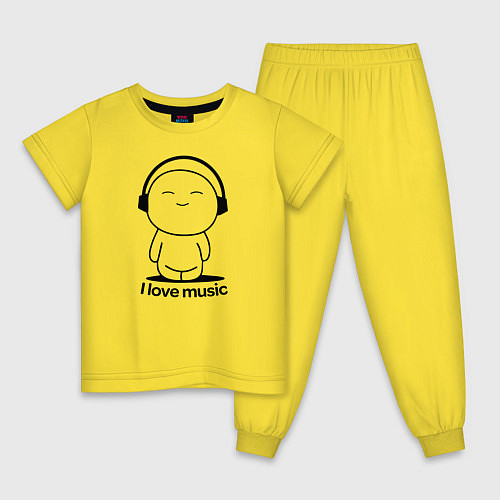 Детская пижама Я Люблю Музыку I love Music / Желтый – фото 1