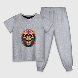 Пижама хлопковая детская Cross - Skull, цвет: меланж