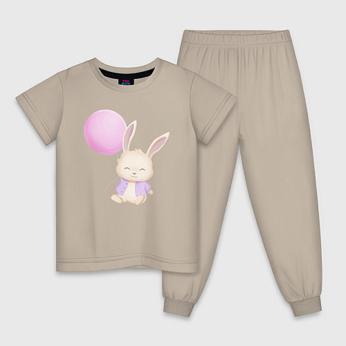 Детская пижама Милый Крольчонок С Воздушным Шариком / Миндальный – фото 1
