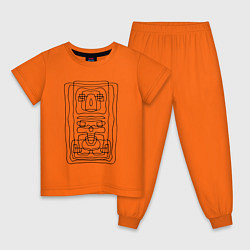 Пижама хлопковая детская Абстракция, черный контур, цвет: оранжевый