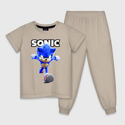 Пижама хлопковая детская Sonic the Hedgehog 2022, цвет: миндальный