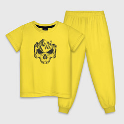 Пижама хлопковая детская Enduro downhill skull, цвет: желтый