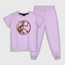 Пижама хлопковая детская Зодиакальная обезьяна - наскальный рисунок, цвет: лаванда